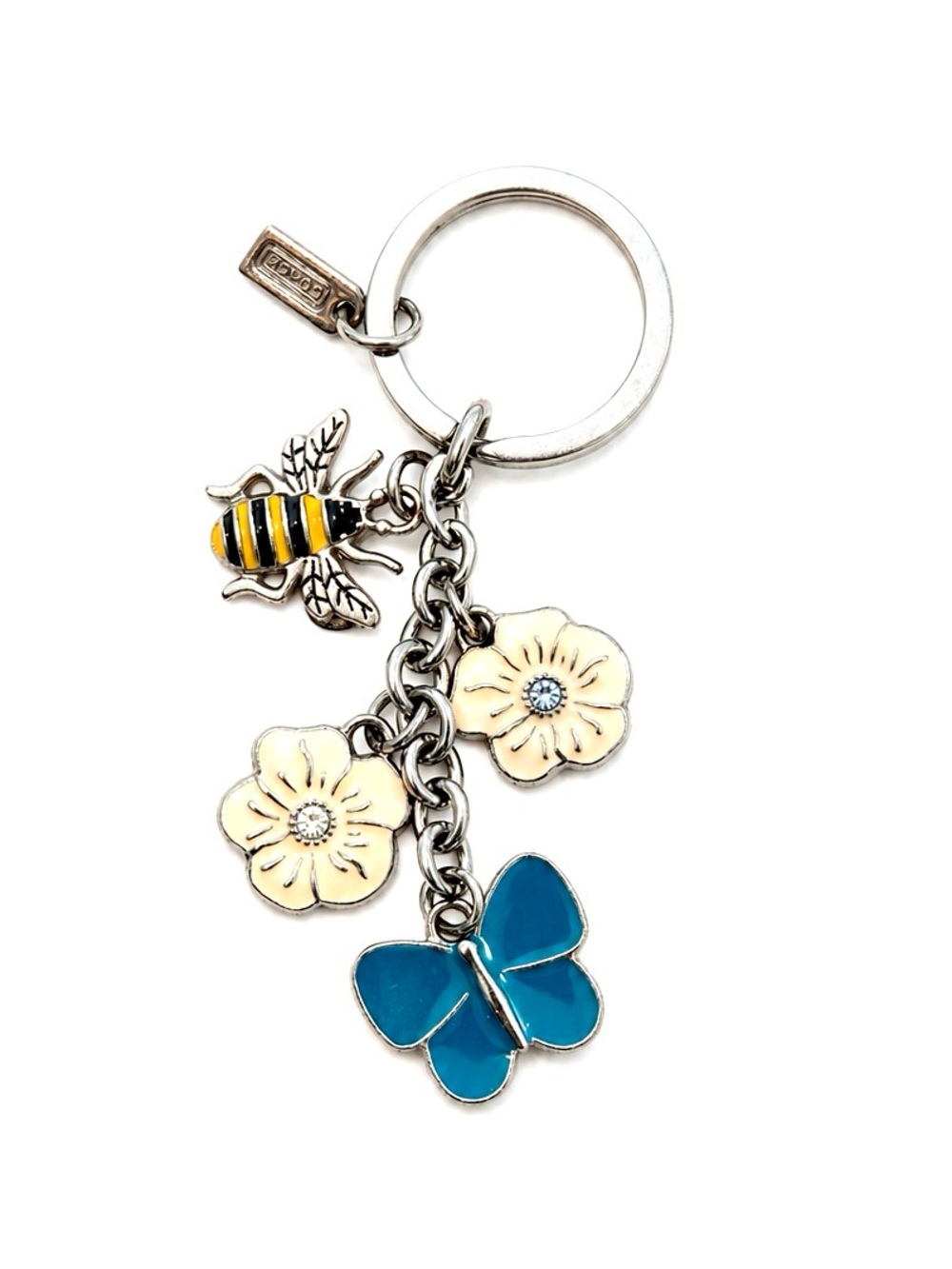 COACH Vintage RARE Bee, Flower & Blue Butterfly Charm Keychain Bag Charm